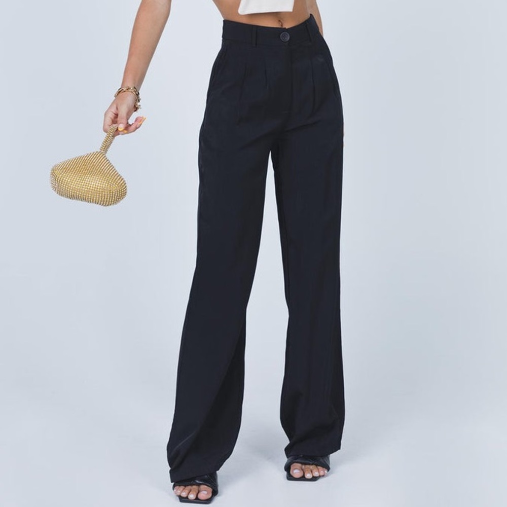 NWT Princess Polly Kacey Pants High Waisted Black Trousers Size 2
